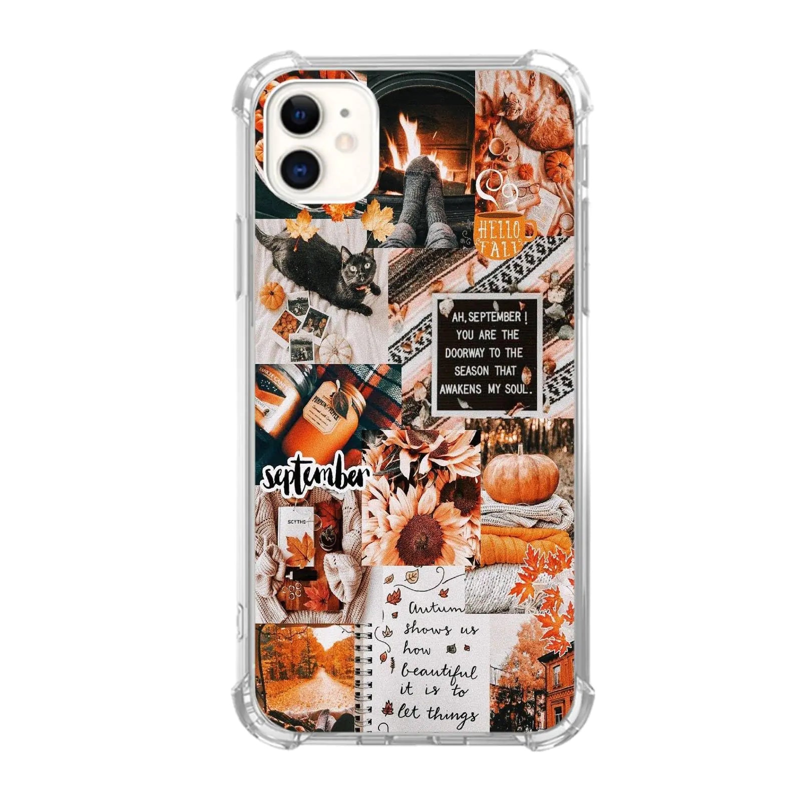 Aesthetic Fall Collage Phone Case Compatible with iPhone 12/iPhone 12 Pro Autumn Pumpkin Collage Case for Girl Women Men Unique Soft TPU Bumper Cover Case for iPhone 12/iPhone 12 Pro