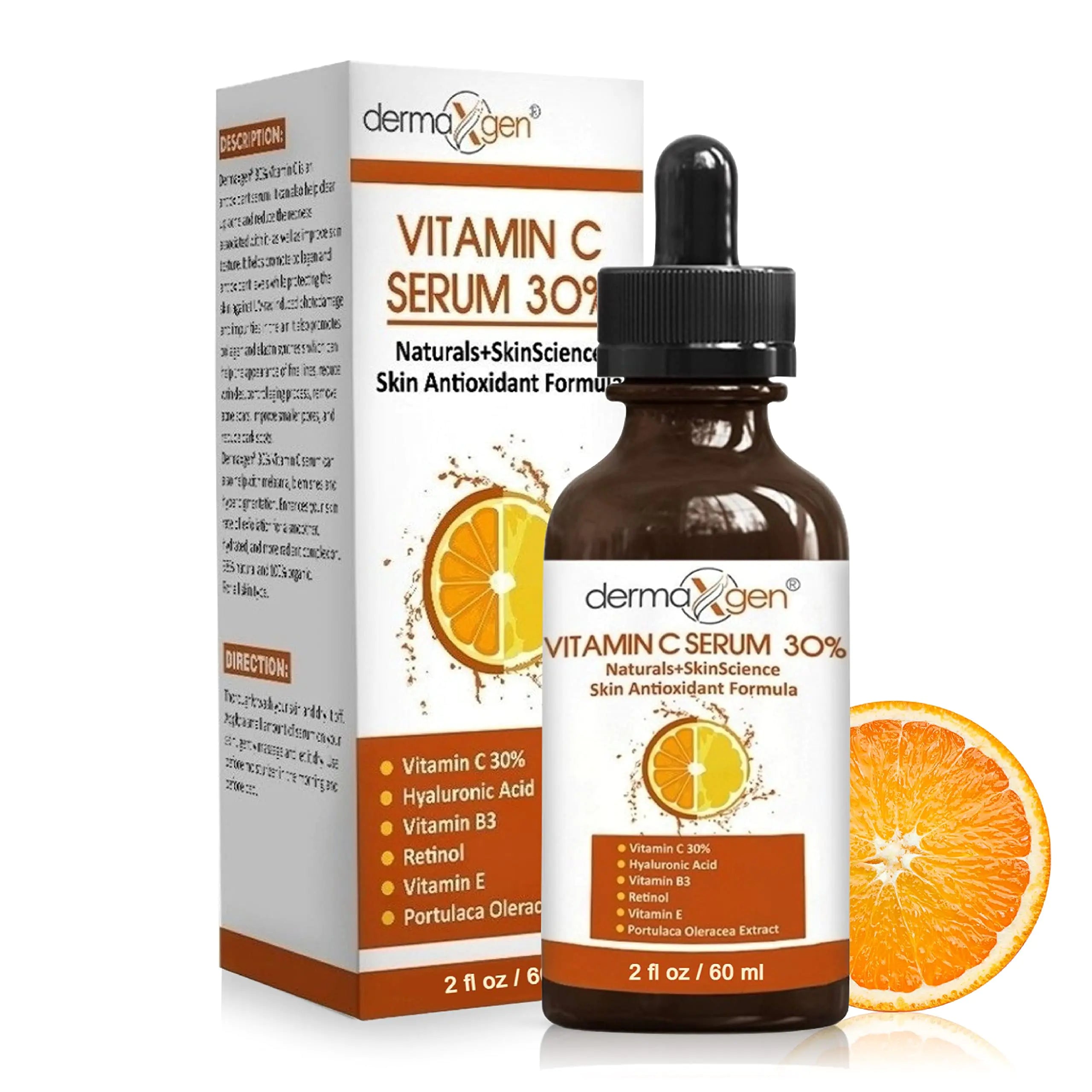 30% Vitamin C Serum (2 Fl Oz) Pure Organic Anti- Wrinkle + Hyaluronic Acid + Retinol + Vitamin E + Vitamin B Facial Serum For Anti-aging Wrinkles And Fine Lines.