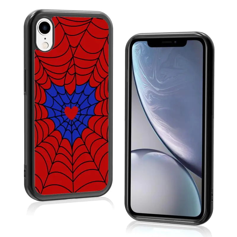 Axulimin for iPhone XR Case Cool Cute Red Spider Web Heart Aesthetic Phone Case for Man Boys Women Girls - 6.1 Inch