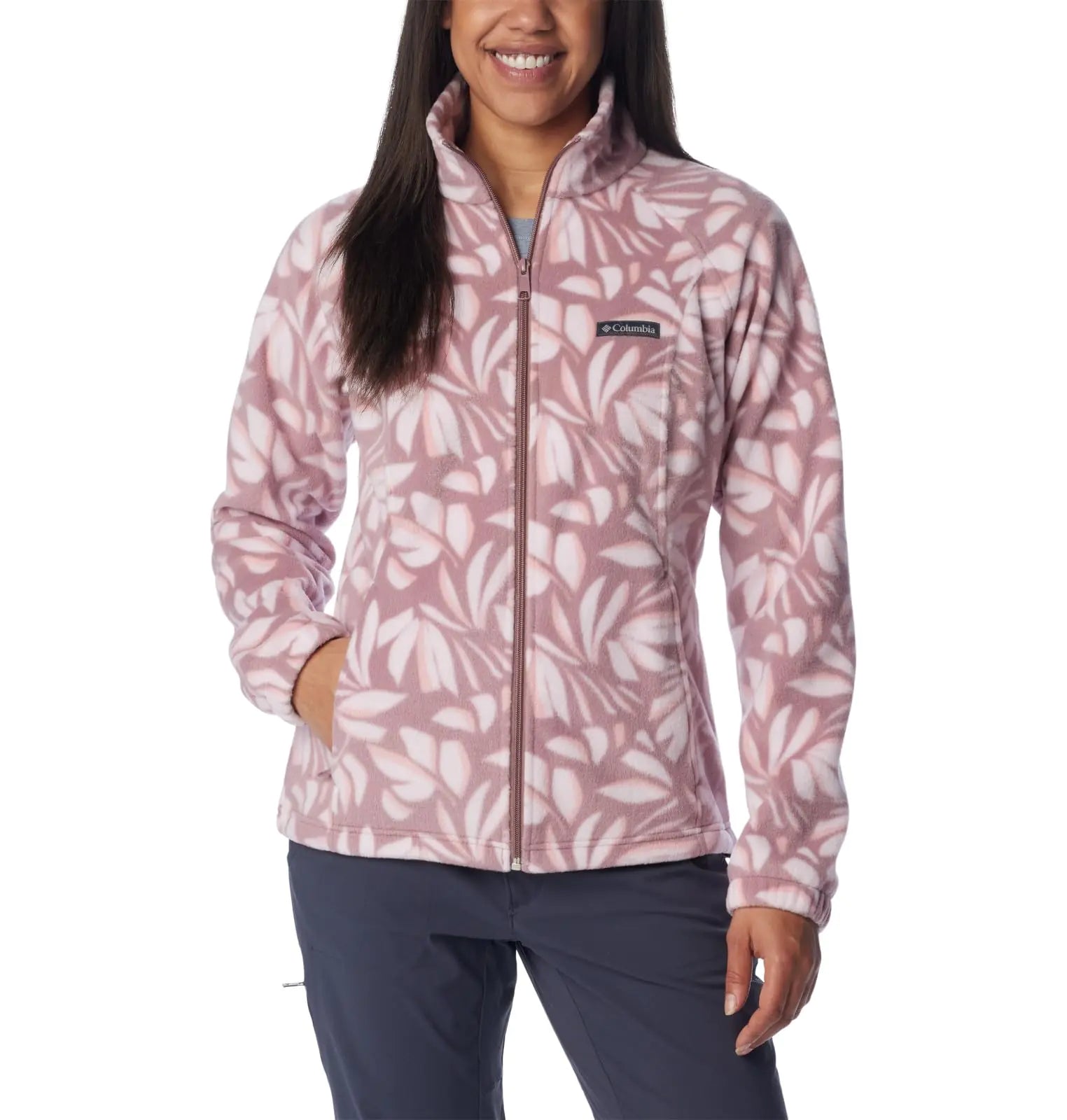 Columbia Womens Benton Springs Printed Full Zip Fig Areca X-Large