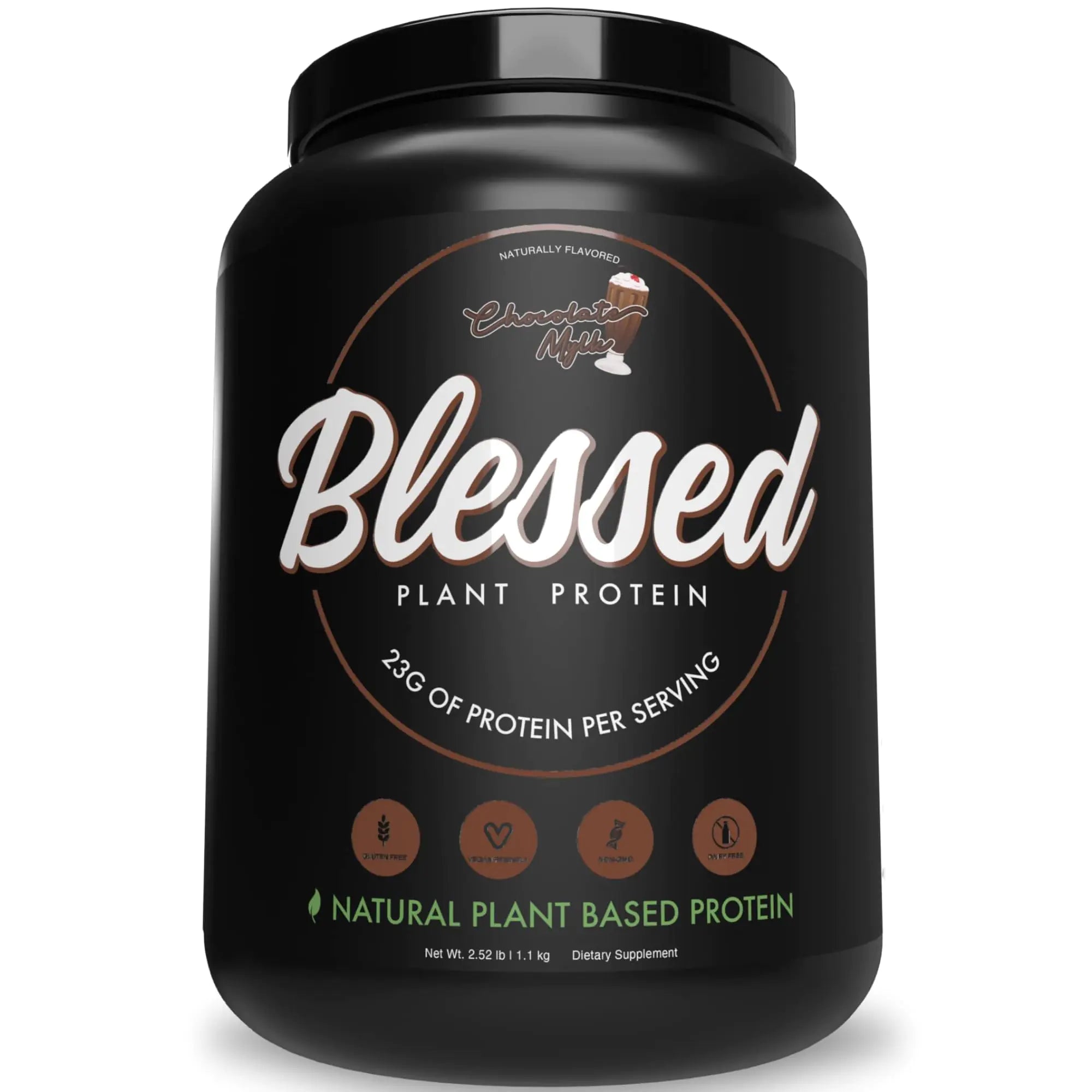 Blessed Vegan Protein Powder - Plant Based Protein Powder Meal Replacement Protein Shake 23g of Pea Protein Powder Dairy Free Gluten Free Soy Free No Sugar Added 30 Servings (Chocolate Mylk)