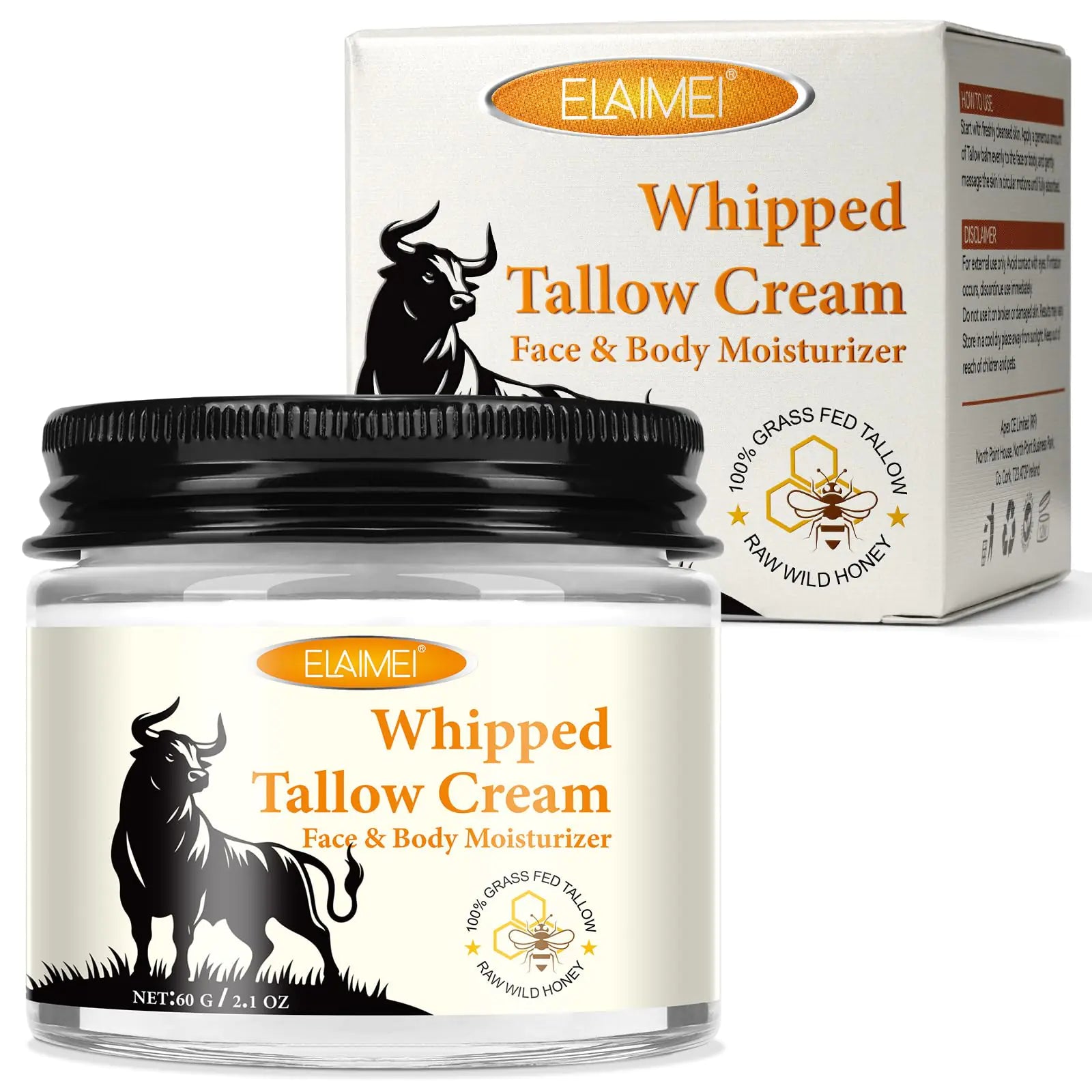 Beef Tallow and Honey Balm for Skin Whipped Beef Tallow Face Moisturizer 2oz Organic Unscented Fast Absorption Tallow Cream Infused with Honey Beeswax Olive Oil