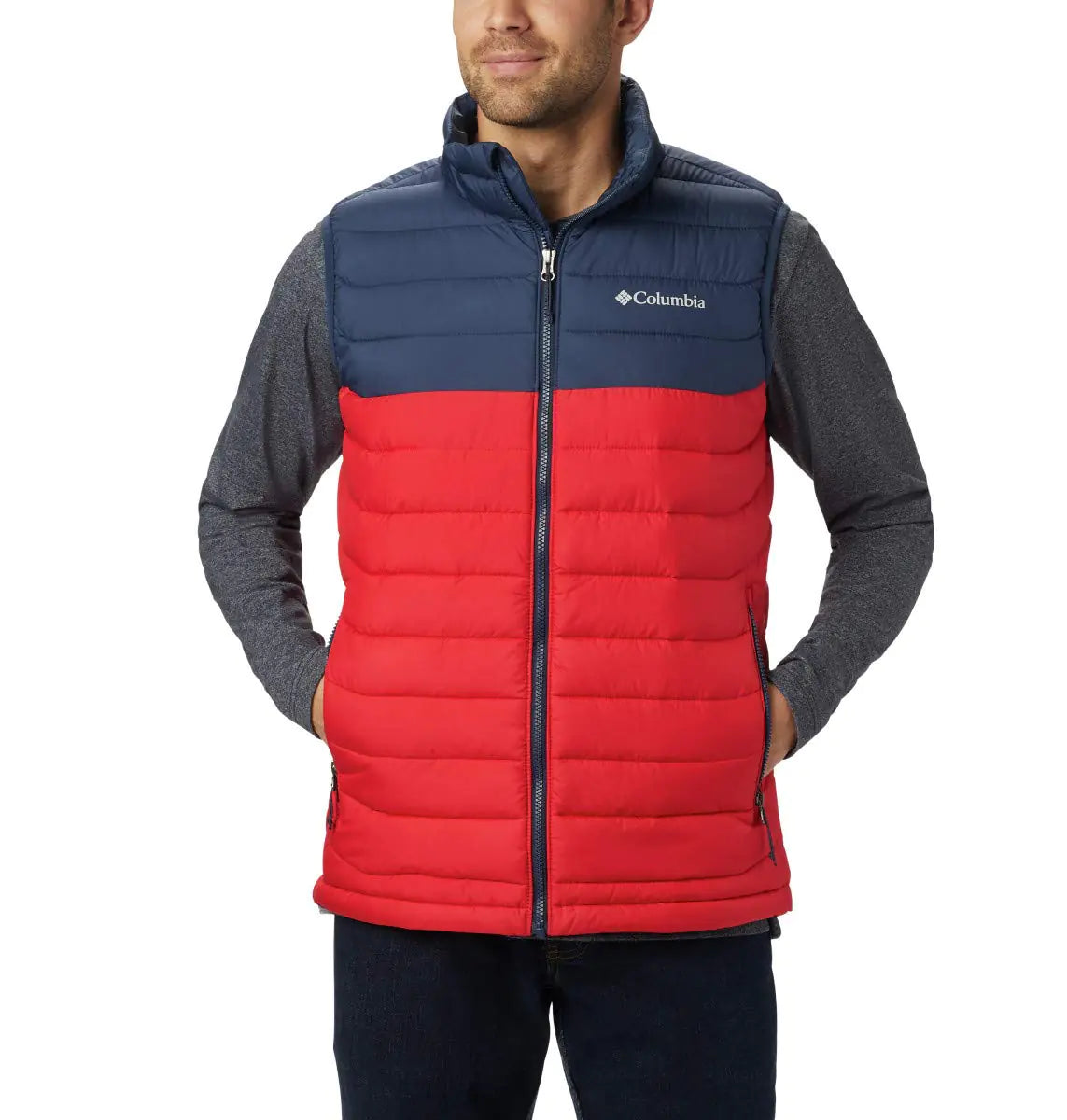 Columbia Mens Powder Lite Vest Mountain Red Collegiate Navy XX-Large