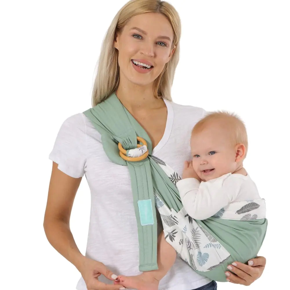 AdBrawoy Baby Sling Carrier Cotton Baby Carrier Newborn to Toddler (7-33 Pounds) Lightweight Ring Sling Baby Carrier Green