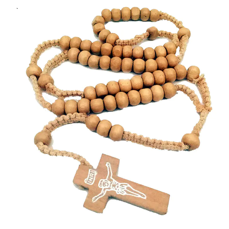 Vintage Cross Necklace with Catholic Beads