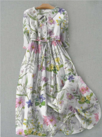 WOLFF Vintage Floral Print Dress for Women (One Piece)