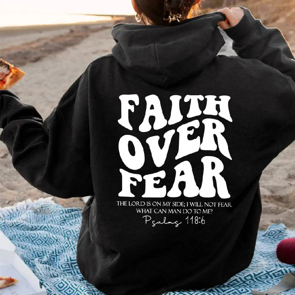 Faith Over Fear Christian Sweatshirt with Bible Verse