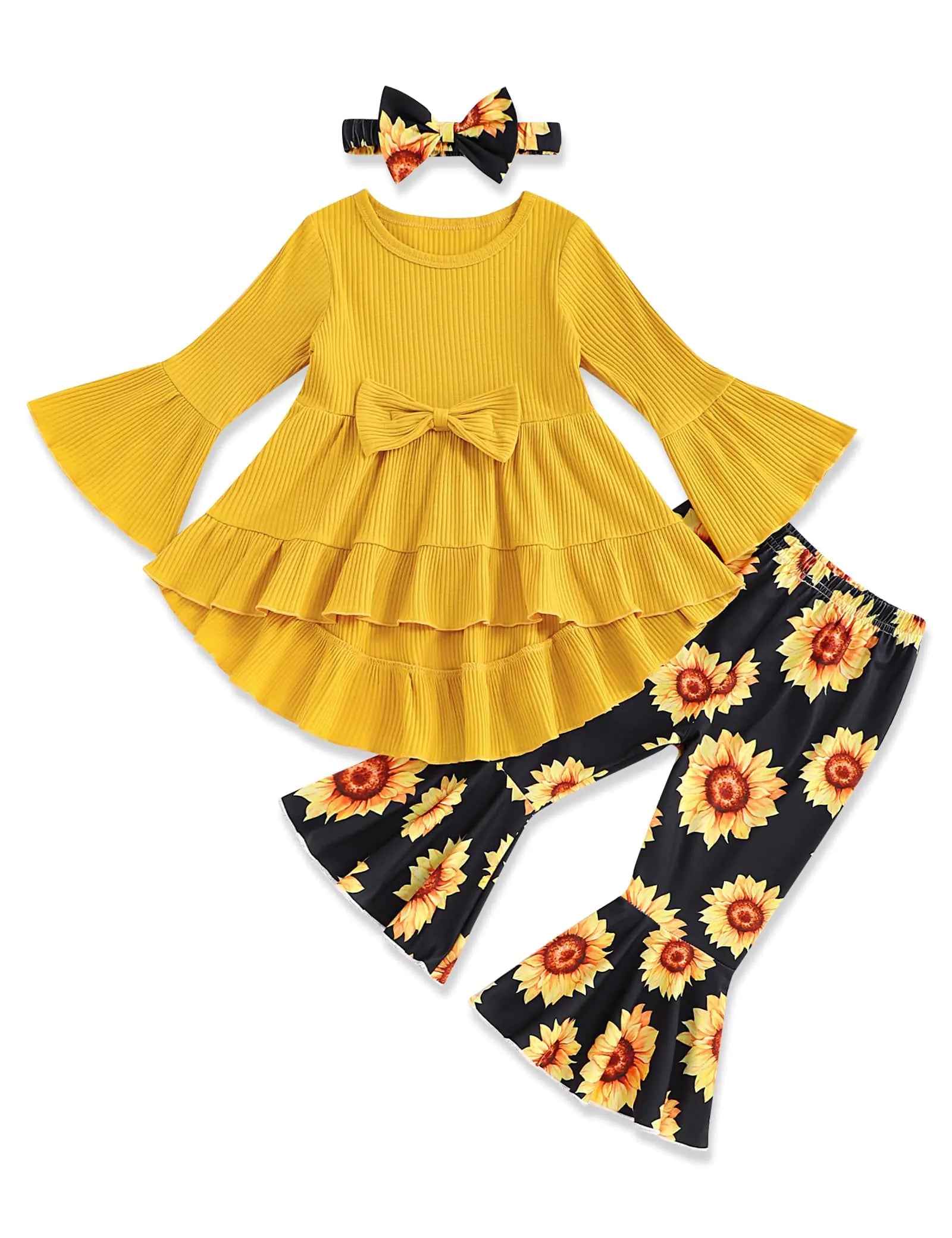FoWear Toddler Girl Clothes Baby Girl Clothes Ruffle Tops Sunflower Pants Toddler Girl Winter Outfits Girls Clothes Size 6