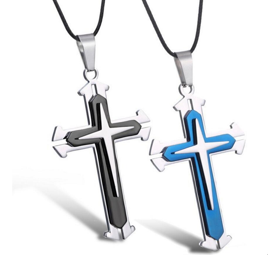 Cross Necklace, Titanium Steel, Three-Layer Design