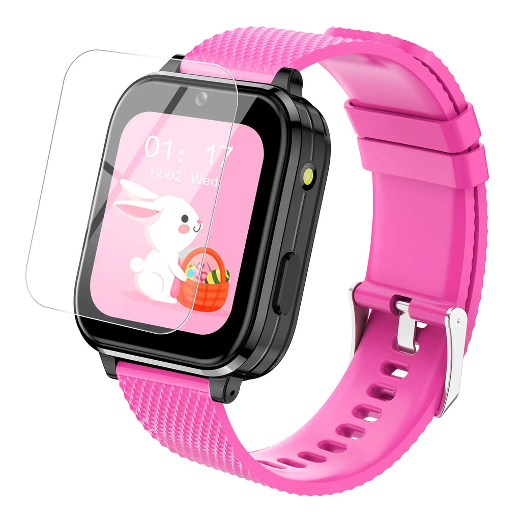 cjc 4G Smart Watch for Kids Kids Watch for Ages 4-12 - Includes 2 Way Call SOS Alerts Parental Controls Games Camera Alarm Music Childrens Smart Watch Gift (Rose red)