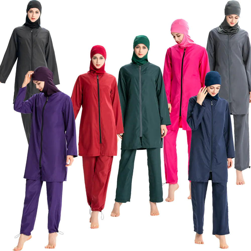 2019 Women's Lightweight Modest Swimwear Set with Hoodie