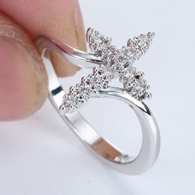 Diamond Cross Jesus Ring for Women - Fashion Silver Jewelry
