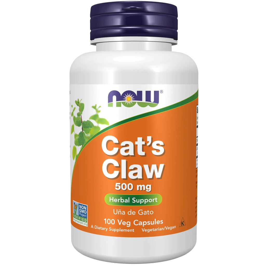 NOW Foods Supplements Cats Claw 500 mg Non-GMO Project Verified Herbal Supplement 100 Veg Capsules