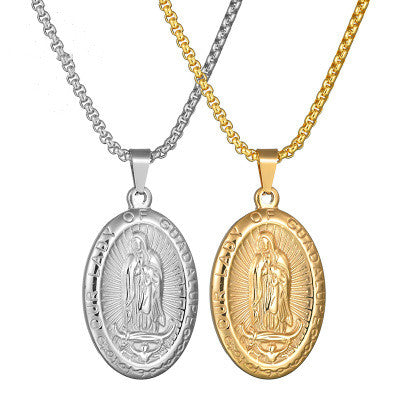 Necklace with Virgin Mary Pendant for Collarbone Wear