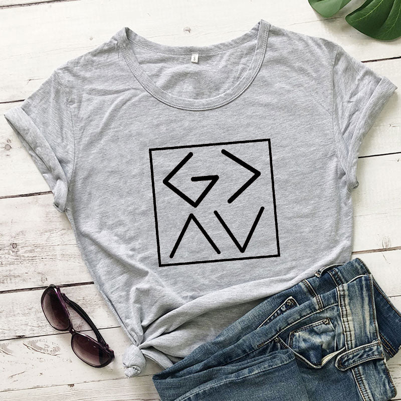 GAAV Letter Printed T-Shirt - Bible Christian Tee