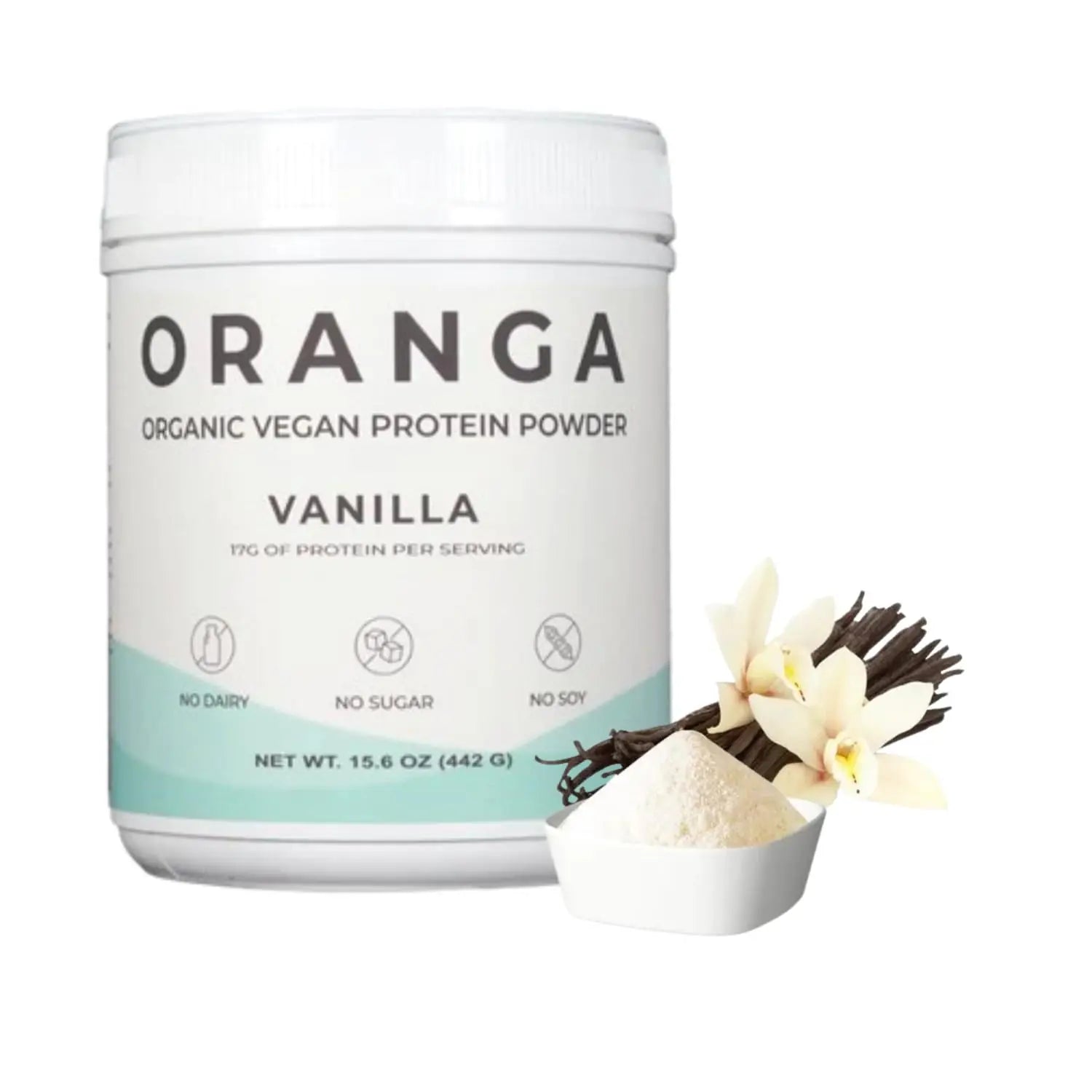 Oranga Organic Vegan Protein Powder - Tri-Blend Plant Based Protein Powder - Vanilla Protein Powder - No Additives Dairy-Free Soy-Free Keto-Friendly Gluten-Free Non-GMO - 17 Servings (442g)