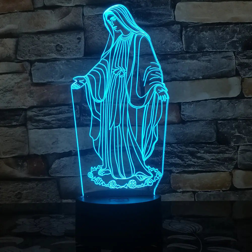 Colorful 3D Night Light - Jesus and Virgin Mary
