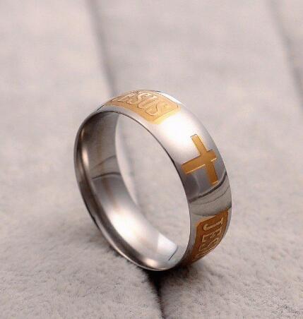 Cross Ring, Jesus Ring, Wide Dome Band Ring