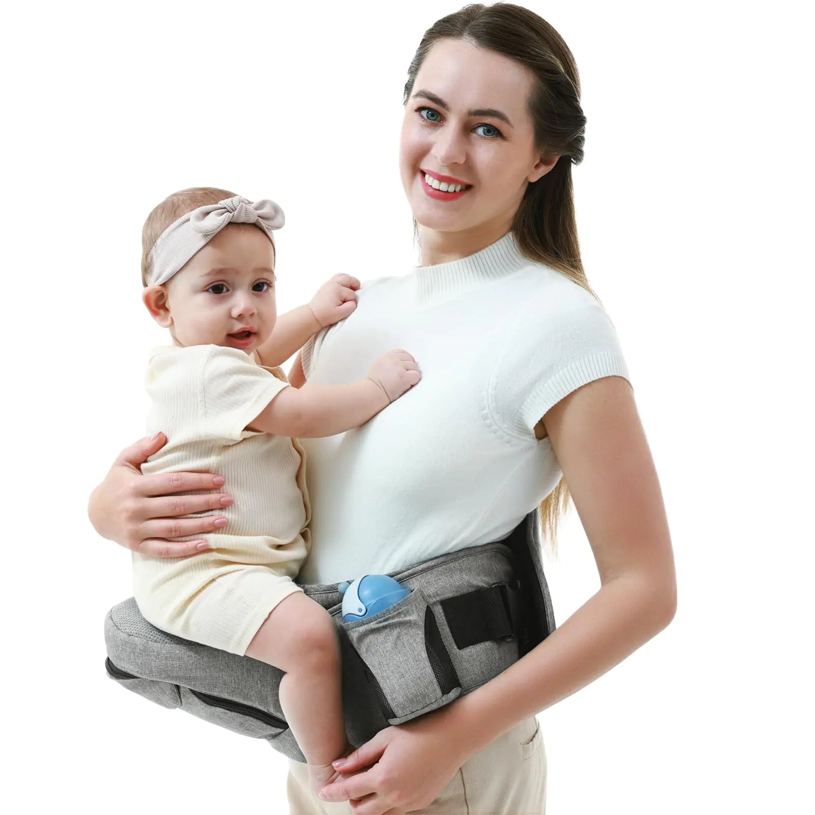 Baby Hip Carrier-Hip Carrier for Baby Ergonomic Baby Carrier with Hip Seat Baby Hip Seat Carrier with Adjustable Waistband & Multiple Pockets Hip Carrier for Toddlers & Newborns up to 45lbs