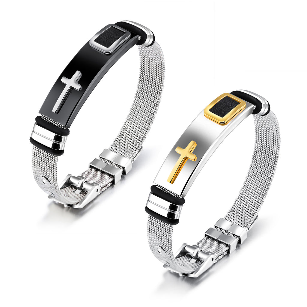 Titanium Steel Cross Bracelet for Men