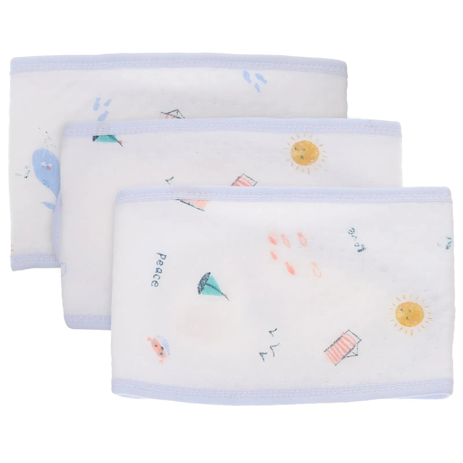 ULTNICE 3Pcs Cotton Baby Belly Band Newborn Umbilical Cord Protector Baby Umbilical Cord Belly Cover Newborn Waist Support Belly Bands for Baby Infants Sky- Blue