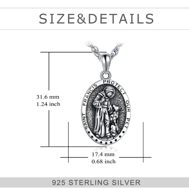 Sterling Silver St Francis Religious Pendant