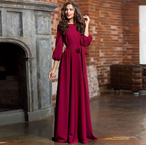 2020 Long Robe with Belt and Bow Plus Size Dress