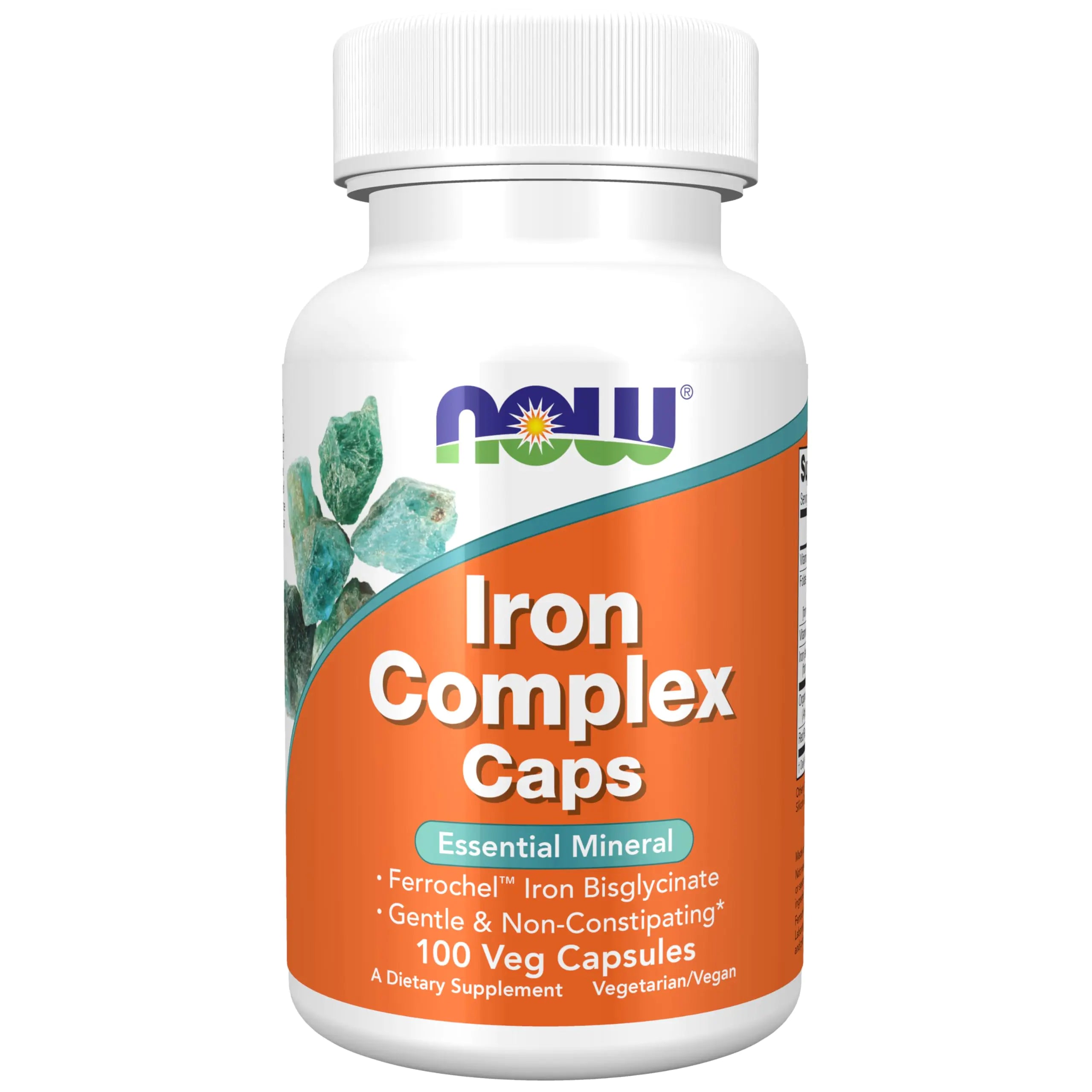 NOW Foods Supplements Iron Complex Caps Non-Constipating* Essential Mineral 100 Veg Capsules