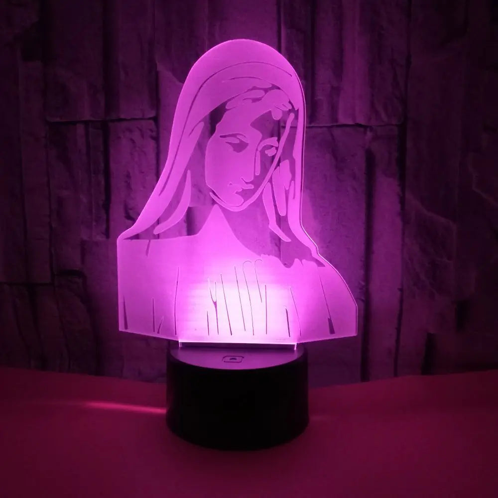 Colorful 3D Night Light - Jesus and Virgin Mary