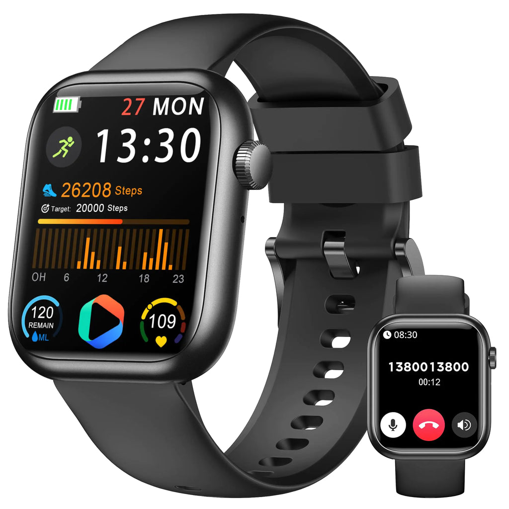 Smart Watch(Answer/Make Call) 1.83" Fitness Watches for Men Women with Heart Rate/Blood Oxygen Monitor Sleep Tracker Pedometer 120+ Sport Modes IP68 Waterproof Fitness Tracker for Android iPhone