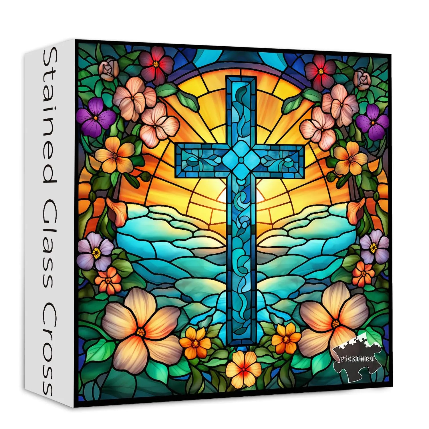 1000 Pieces Puzzle for Adults- Cross Stained Glass