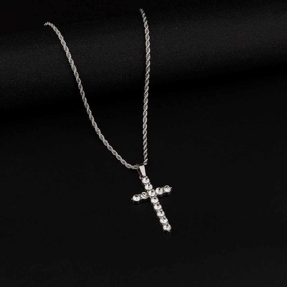 Crystal Cross Necklace - Trendy Titanium Steel Design