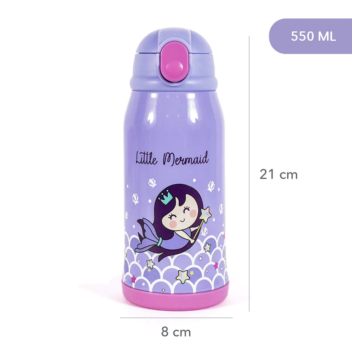MILK&MOO Steel Kids Water Bottle with Bag Mermaid 550 ml/18.5 oz