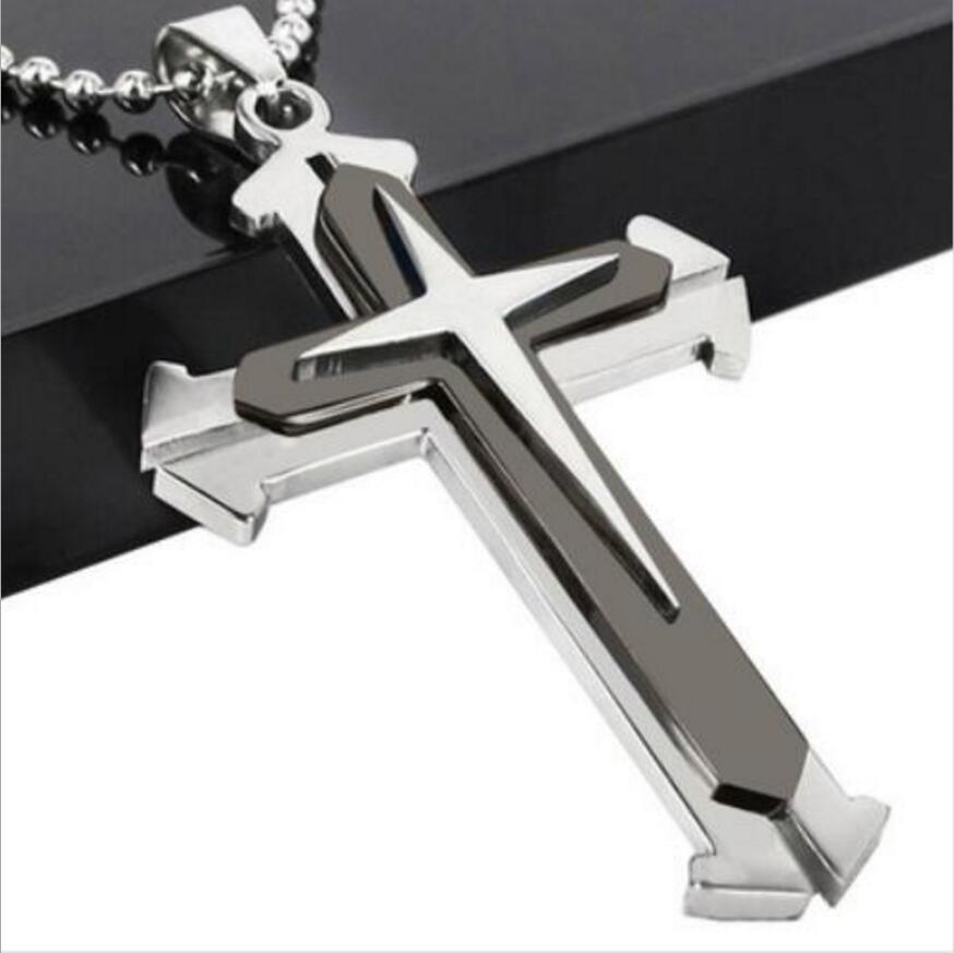 Cross Necklace, Titanium Steel, Three-Layer Design