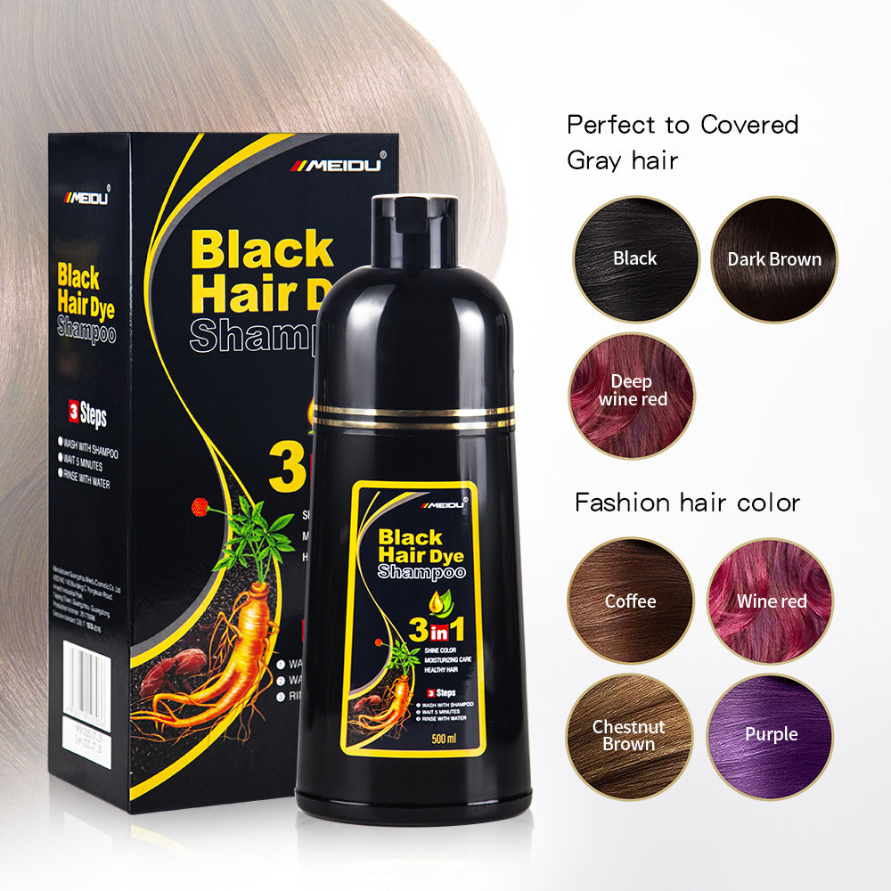 Mido Black Hair Dye Shampoo - Premium Plant-Based Foam