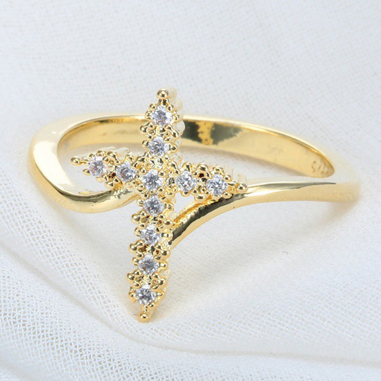 Diamond Cross Jesus Ring for Women - Fashion Silver Jewelry