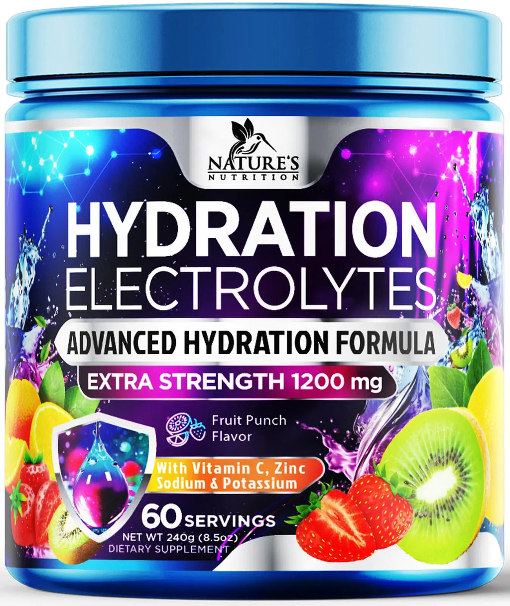 Hydration Replenisher Daily Electrolyte Drink Mix – Hydration Powder for Rapid Hydration with 6 Electrolytes & Minerals Zero Sugar Keto Vegan Non-GMO & Sugar-Free Electrolyte Powder - 60 Servings