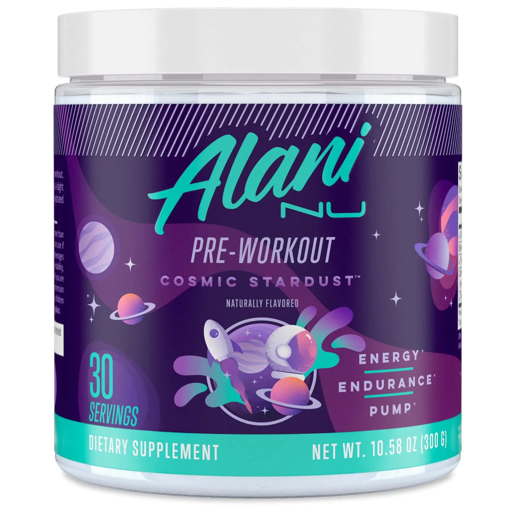 Alani Nu Pre Workout Powder Cosmic Stardust Amino Energy Boost Endurance Supplement Sugar Free 200mg Caffeine L-Theanine Beta-Alanine Citrulline 30 Servings