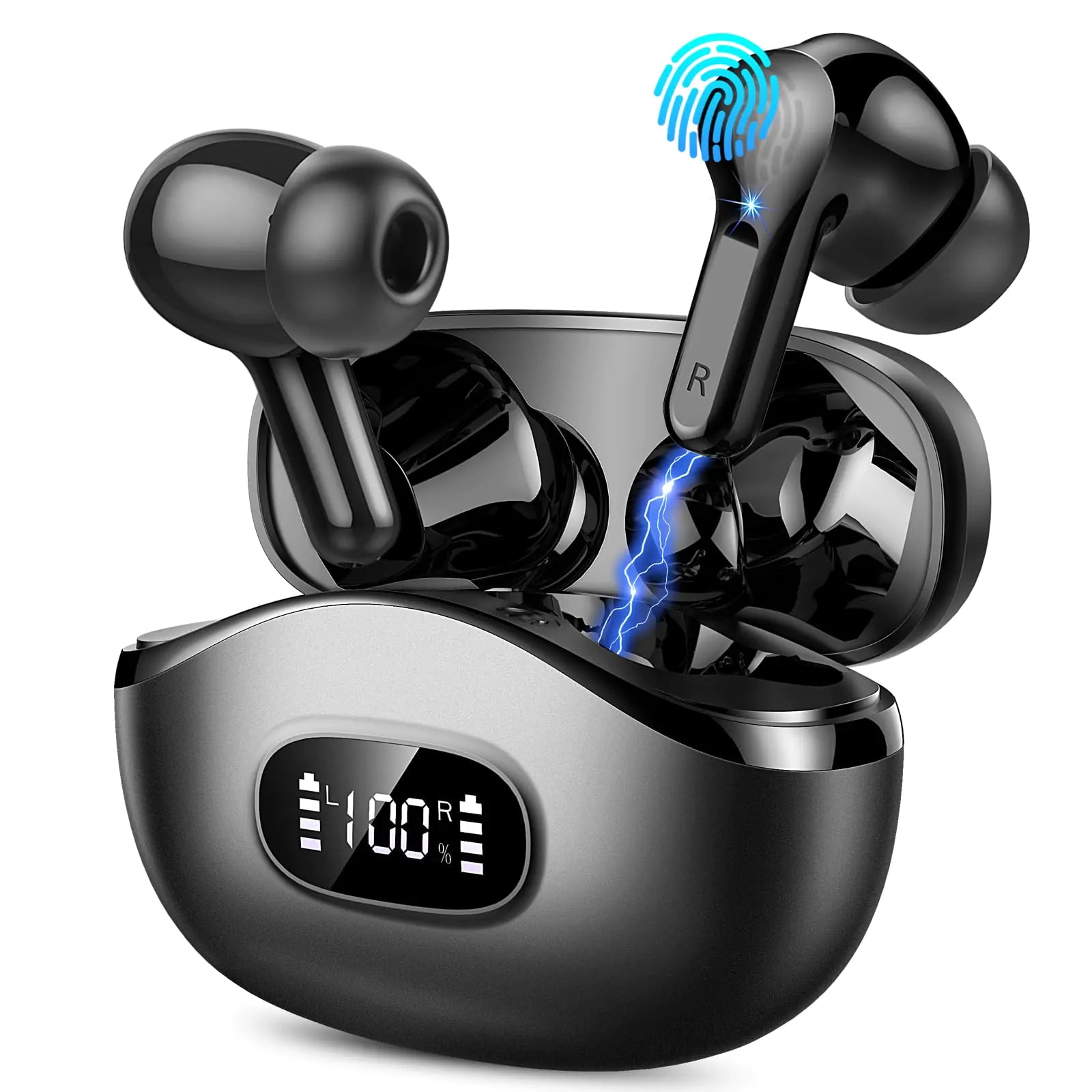 Wireless Earbuds 2024 Bluetooth Headphones 5.3 HiFi Stereo Ear buds with ENC Noise Cancelling Mics 40H Bluetooth Earbuds with Dual LED Display Charging Case IP7 Waterproof Earphones for Android iOS