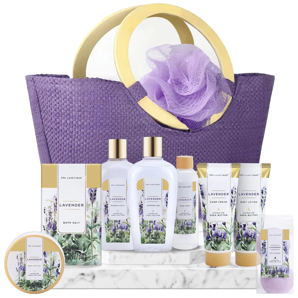 Spa Luxetique Gift Baskets for Women Spa Gifts for Women-10pcs Lavender Gift Sets with Body Lotion Bubble Bath Relaxing Bath Sets for Women Christmas Gifts for Women Mothers Day Gifts for Mom