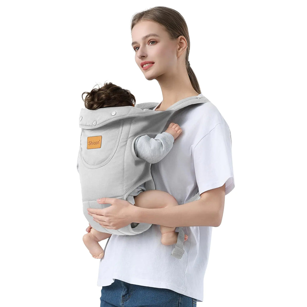 Shiaon Baby Carrier Newborn to Toddler Cozy Baby Wrap Carrier(7-30lbs) Easily Adjustable Toddler Carrier Lightweight Baby Holder Carrier Grey