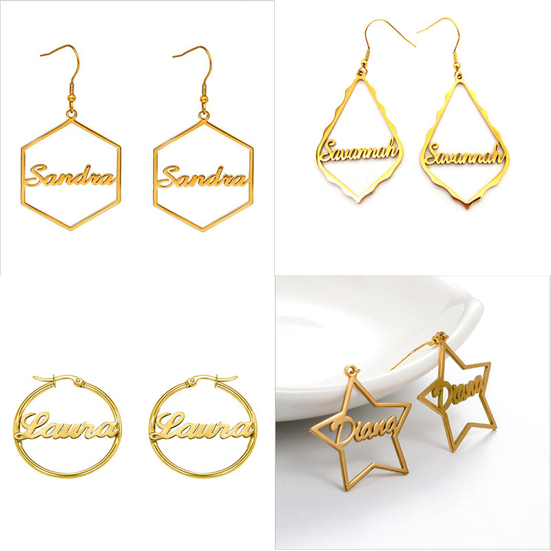 Custom Name Letter Earrings for Gifts and Personalization