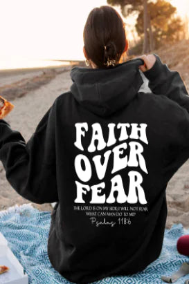 Faith Over Fear Christian Sweatshirt with Bible Verse