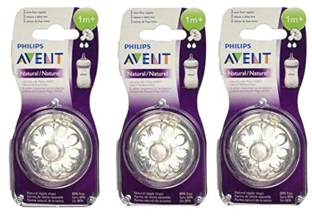 Philips Avent Natural Nipple Slow Flow - 6 Pack