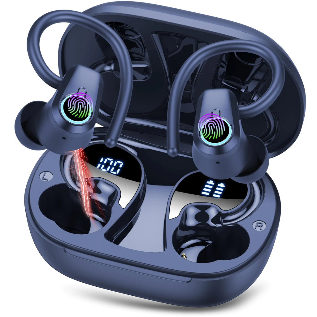 Wireless Earbuds 2025 Ear Buds Bluetooth 5.3 Headphones Sport 50H Playtime Bluetooth Earbuds HD Stereo Noise Cancelling Earbuds Dual LED Display IP7 Waterproof Earphones Android IOS Navy Blue
