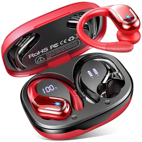 Wireless Earbuds Sport Bluetooth 5.4 Headphones 2024 Bluetooth Earbuds with 75Hrs Stereo 4 ENC Mic Over-Ear Buds with Earhooks Noise Canceling Earphones  IP7 Waterproof Headset for Workout/Running