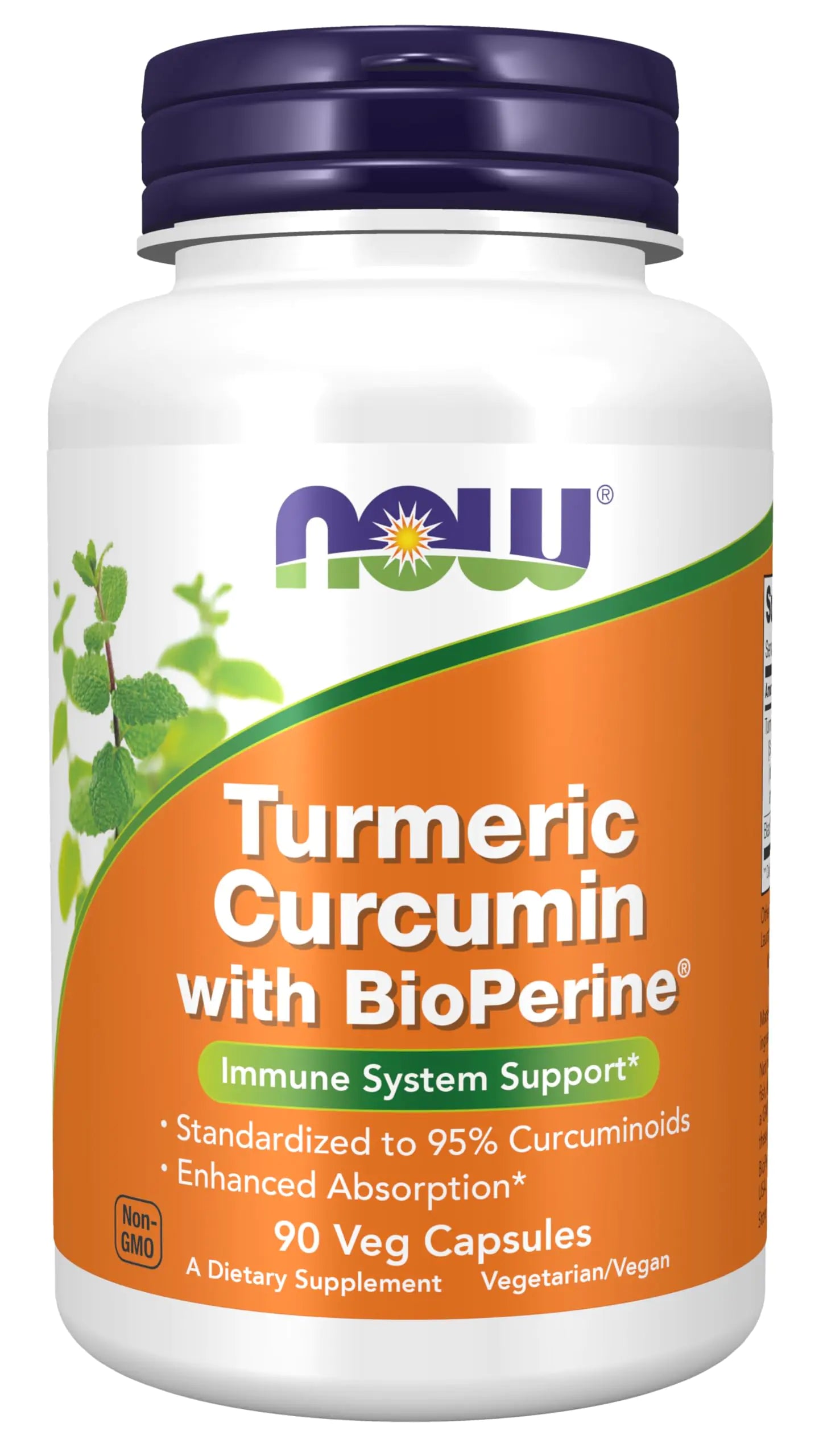 NOW Supplements Turmeric Curcumin with BioPerine Immune System Support Standardized to 95% Curcuminoids Enhanced Absorption* 90 Veg Capsules