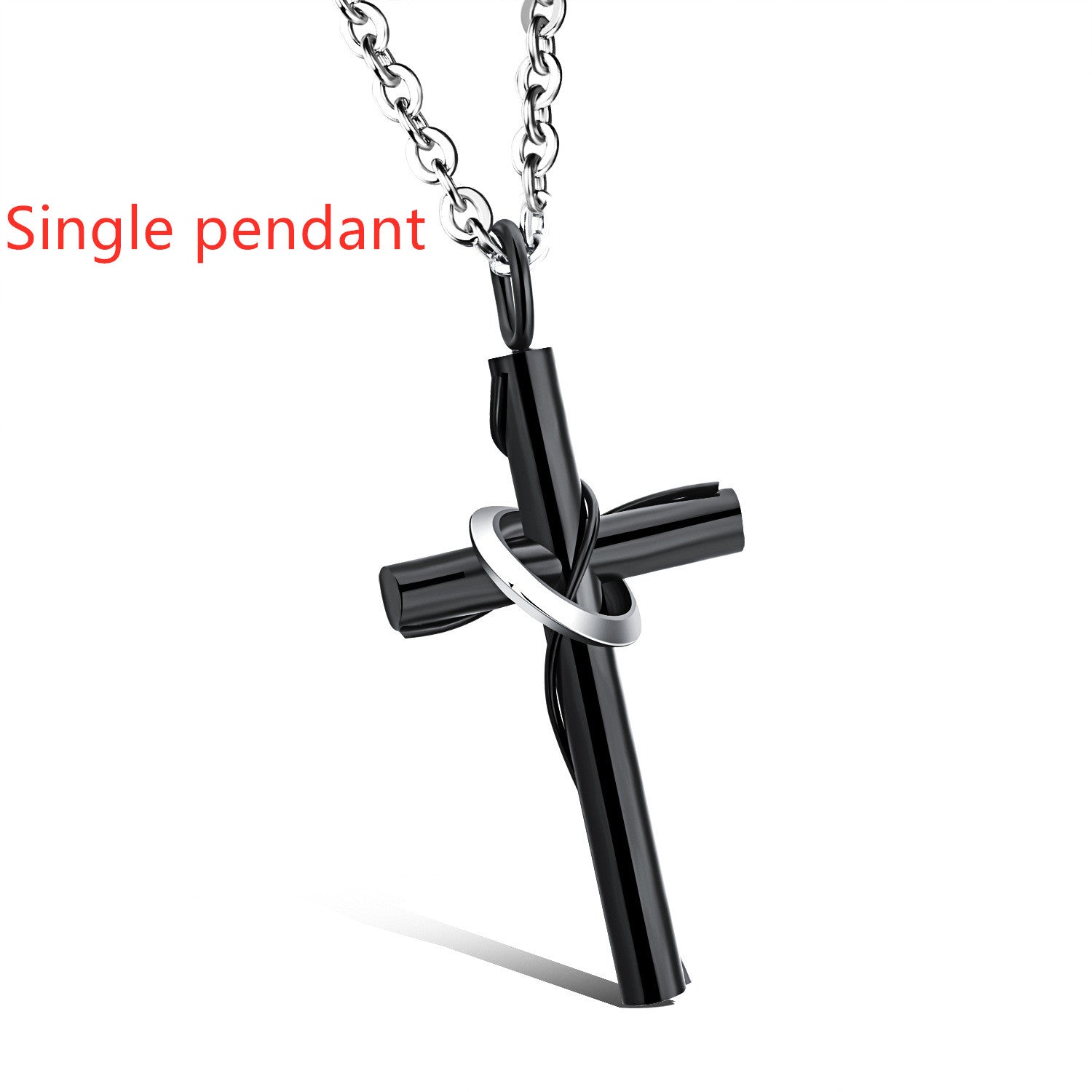 Stainless Steel Black Gold Cross Couple Necklace