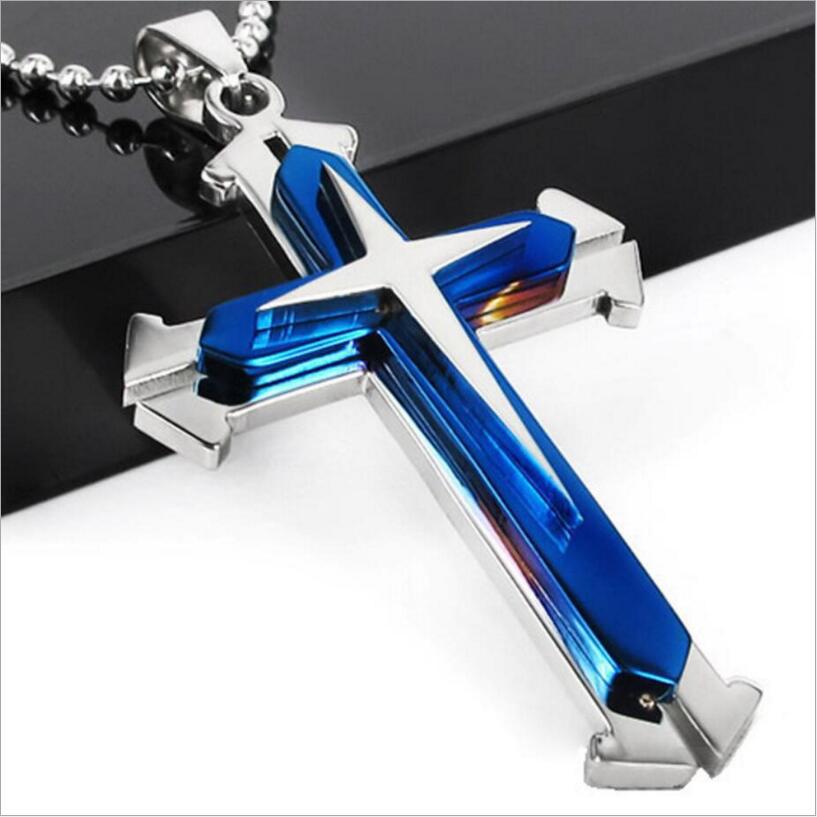 Cross Necklace, Titanium Steel, Three-Layer Design