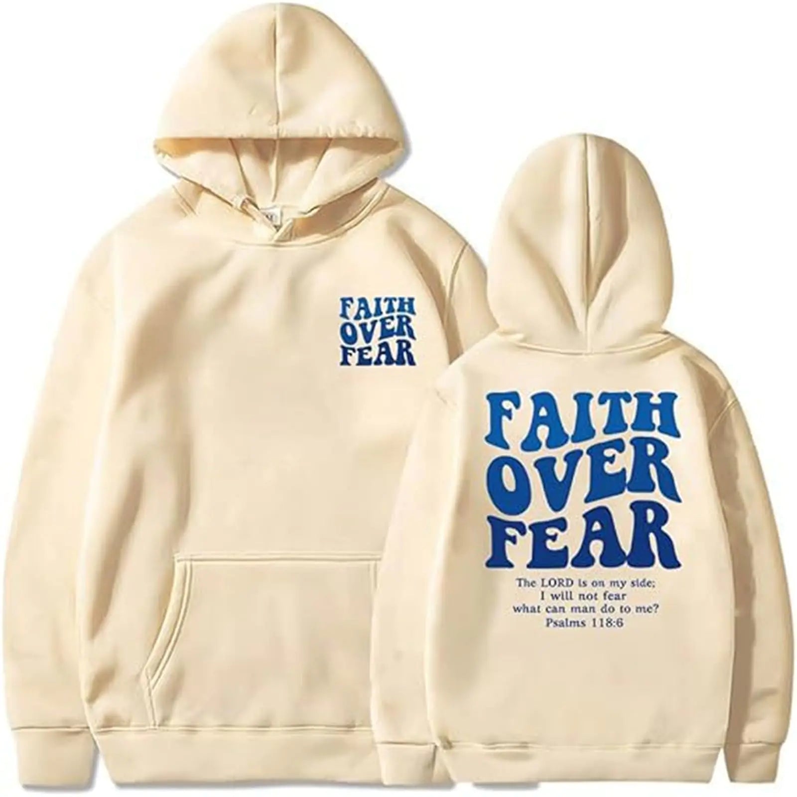 Faith Over Fear Hoodie - Faith Hoodies Fear of God Faith Over Fear Hoodie Men & Women (BeigeLarge)